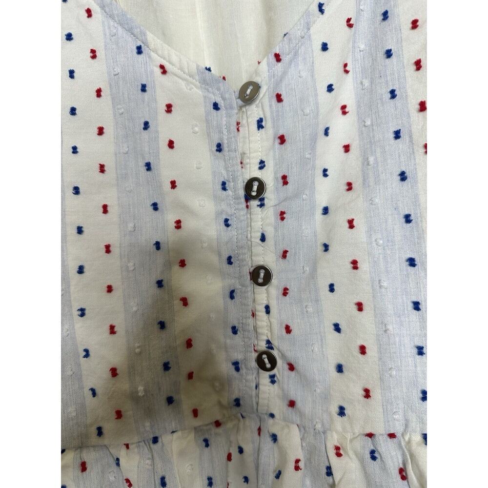 Loft Patriotic Swiss Dot Cotton Clip Strappy Button Midi Dress Sz 14 MSRP $120 - Picture 5 of 12